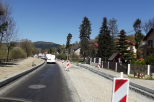 Droga w Krościenku podczas modernizacji